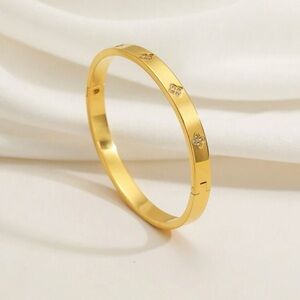 New Waterproof Luxury Gold Cubic Zirconia
Bangle Stainless Steel